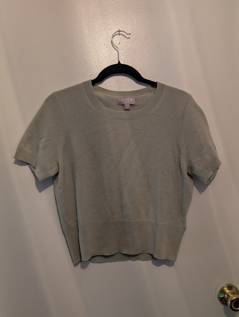 J. Crew Cashmere Sage Green Short Sleeve Knit Top